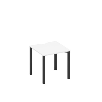 Стол письменный на металлокаркасе, столешница с вырезом белый премиум / черный гладкий А1 ЧР 021.2 БП