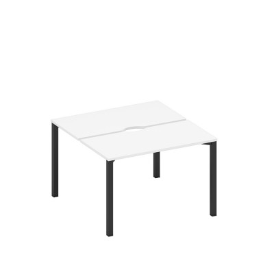 Рабочая станция на металлокаркасе, столешницы с вырезом (2*120) белый премиум / черный гладкий А1 ЧР 170.2 БП