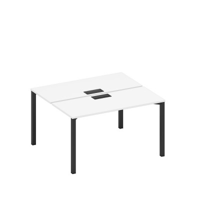 Рабочая станция на металлокаркасе, столешницы с заглушкой (2*140) белый премиум / черный гладкий А1 ЧР 171 БП