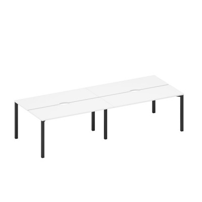 Рабочая станция на металлокаркасе, столешницы с вырезом (4*160) белый премиум / черный гладкий А1 ЧР 172.2-2 БП