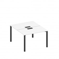 Рабочая станция на металлокаркасе, столешницы с заглушкой (2*120) белый премиум / черный гладкий А1 ЧР 173 БП