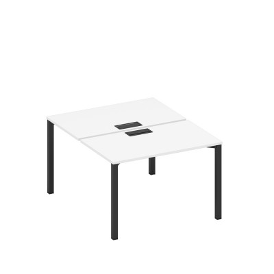 Рабочая станция на металлокаркасе, столешницы с заглушкой (2*120) белый премиум / черный гладкий А1 ЧР 173 БП