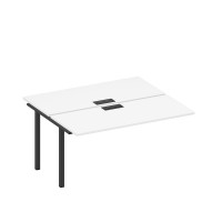 Секция стола рабочей станции на металлокаркасе, столешницы с заглушкой белый премиум / черный гладкий А1 ЧР 175-1 БП