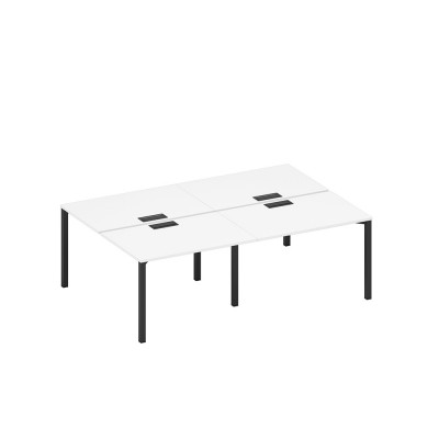 Рабочая станция на металлокаркасе, столешницы с заглушкой (4*120) белый премиум / черный гладкий А1 ЧР 176-2 БП