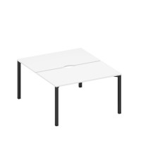 Рабочая станция на металлокаркасе, столешницы с вырезом (2*140) белый премиум / черный гладкий А1 ЧР 177.2 БП