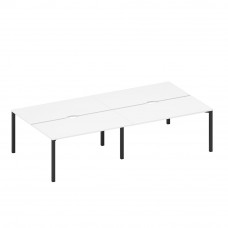 Рабочая станция на металлокаркасе, столешницы с вырезом (4*160) белый премиум / черный гладкий А1 ЧР 178.2-2 БП