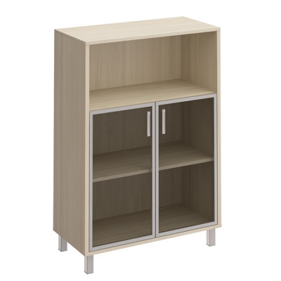 Шкаф для документов, двери стеклянные в алюминиевой раме + ниша дуб шамони Born 420-823