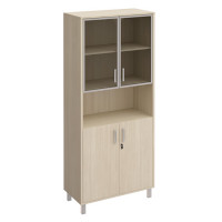 Шкаф для документов стекло в рамке + ДСП с замком + ниша дуб шамони Born 430-823-1