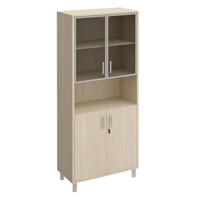 Шкаф для документов стекло в рамке + ДСП с замком + ниша дуб шамони Born 430-823-1