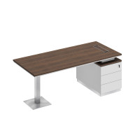 Стол на опорной тумбе для руководителя дуб гладстоун светлый / антрацит премиум / дуб гладстоун светлый СИ 104 ДС АР ДС