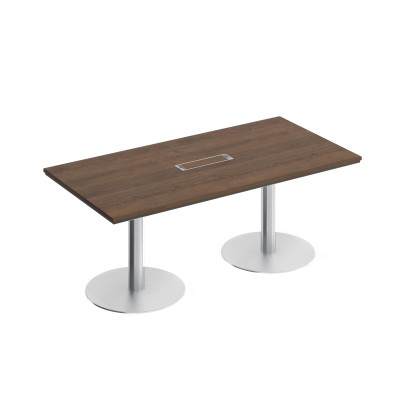 Стол для переговоров на круглых опорах-колоннах дуб гладстоун (столешница, фасад, топ)/ антрацит премиум(корпус) СИ 153 ДГ/АР