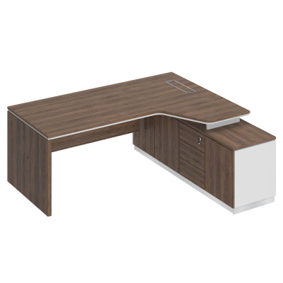 Стол руководителя эргономичный (опора ДСП) на опорной тумбе правый дуб гладстоун / белый премиум / дуб гладстоун СИ 120 ДГ БП ДГ