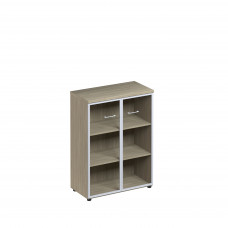 Шкаф средний двери прозрачное стекло в рамке дуб скандинавский ПТ 769 ДК