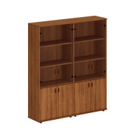 Шкаф комбинированный высокий (стекло + стекло) темный орех Исп.53