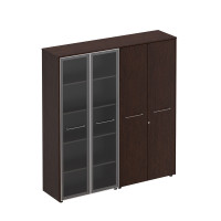 Шкаф комбинированный высокий (стекло + одежда) венге тёмный МЕ 357 ВТ