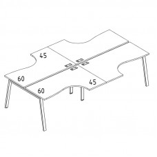 Рабочая станция из столов (4х160) Классика каркас TRE дуб ристретто/ металлокаркас антрацит А4 А3 182-2 ДР