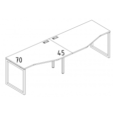 Станция QUATTRO 2х120 столы Техно на металлокаркасе дуб ристретто/ металлокаркас серый А4 С4 061-2 ДР