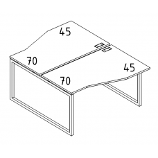 Рабочая станция столы (2х140) Техно каркас QUATTRO дуб ристретто/ металлокаркас антрацит А4 А4 190 ДР