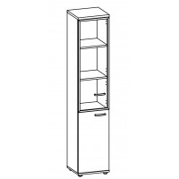 Шкаф для документов узкий левый со стеклянной дверью в алюминиевой рамке дуб ристретто/ антрацит А4 9481 ДР/АР