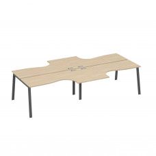 Рабочая станция из столов (4х160) Классика каркас TRE дуб скандинавский / металлокаркас антрацит А4 А3 182-2 ДК