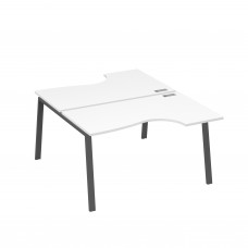 Рабочая станция столы (2х140) эргономичные Классика каркасTRE белый премиум / металлокаркас антрацит А4 А3 184 БП