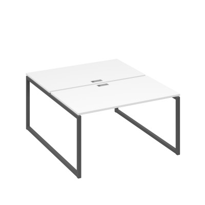 Рабочая станция QUATTRO (2х140) опоры металлокаркас белый премиум / металлокаркас антрацит А4 А4 177 БП