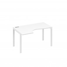 Стол "Классика" левый на металлокаркасе UNO эргономичный белый премиум / металлокаркас белый А4 Б1 043 БП