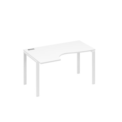 Стол "Классика" левый на металлокаркасе UNO эргономичный белый премиум / металлокаркас белый А4 Б1 043 БП