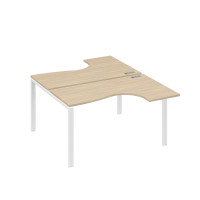 Рабочая станция (2х140) опоры UNO столы Классика дуб скандинавский / металлокаркас белый А4 Б1 181 ДК