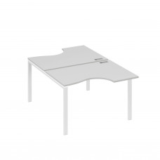 Рабочая станция столы (2х120) эргономичные "Классика" опоры UNO серый / металлокаркас белый А4 Б1 183 СЕ