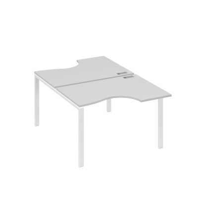 Рабочая станция столы (2х120) эргономичные "Классика" опоры UNO серый / металлокаркас белый А4 Б1 183 СЕ