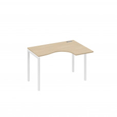 Стол "Классика" на металлокаркасе DUE эргономичный правый дуб скандинавский / металлокаркас белый А4 Б2 032 ДК