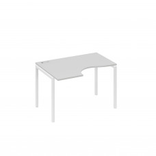 Стол на металлокаркасе DUE левый "Классика" эргономичный серый / металлокаркас белый А4 Б2 041 СЕ