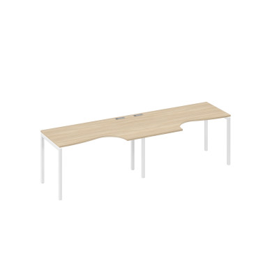 Рабочая станция металлокаркас DUE столы (2х140) Классика дуб скандинавский / металлокаркас белый А4 Б2 043-2 ДК