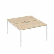 Рабочая станция 2х140 с металлокаркасом DUE дуб скандинавский / металлокаркас белый А4 Б2 177 ДК