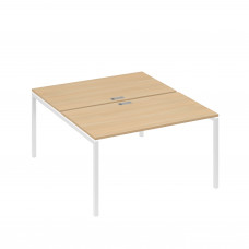 Рабочая станция 2х140 с металлокаркасом DUE натуральный дуб / металлокаркас белый А4 Б2 177 НД