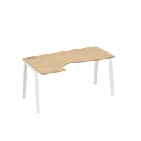 Стол эргономичный левый "Классика" на металлокаркасе TRE натуральный дуб / металлокаркас белый А4 Б3 045 НД