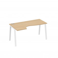 Стол эргономичный левый "Классика" на металлокаркасе TRE натуральный дуб / металлокаркас белый А4 Б3 045 НД
