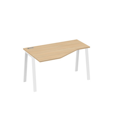 Стол "Техно" эргономичный левый металлокаркас TRE натуральный дуб / металлокаркас белый А4 Б3 053 НД
