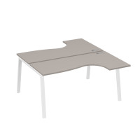 Рабочая станция на опорах TRE (2х160) столы Классика мокко премиум / металлокаркас белый А4 Б3 182 МП