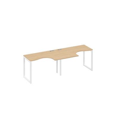 Рабочая станция столы Классика опоры QUATTRO (2х120) натуральный дуб / металлокаркас белый А4 Б4 031-2 НД