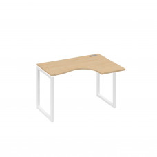 Стол 120 эргономичный правый Классика каркас QUATTRO натуральный дуб / металлокаркас белый А4 Б4 032 НД