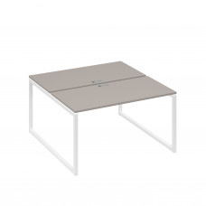 Рабочая станция 2х140 на опорах QUATTRO мокко премиум / металлокаркас белый А4 Б4 174 МП