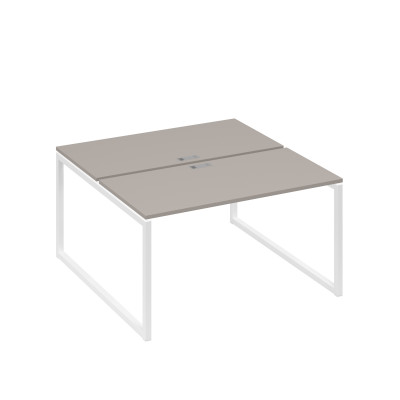 Рабочая станция 2х140 на опорах QUATTRO мокко премиум / металлокаркас белый А4 Б4 174 МП