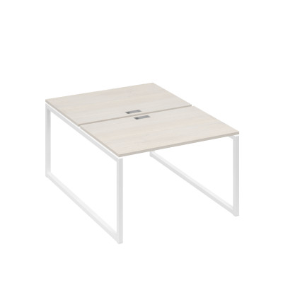 Станция офисная (2х120) на металлокаркасе QUATTRO дуб / металлокаркас белый А4 Б4 176 ДШ