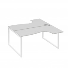 Рабочая станция QUATTRO (2х160) столы Классика эргономичные серый / металлокаркас белый А4 Б4 182 СЕ