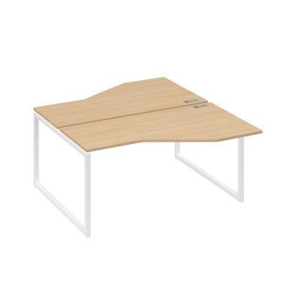 Рабочая станция со столами Техно (2х160) каркас QUATTRO натуральный дуб / металлокаркас белый А4 Б4 188 НД