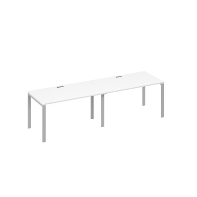 Станция на каркасе UNO столы 2х140 белый премиум / металлокаркас серый А4 С1 024-2 БП