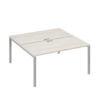 Рабочая станция опоры UNO столы 2х160 дуб / металлокаркас серый А4 С1 178 ДШ