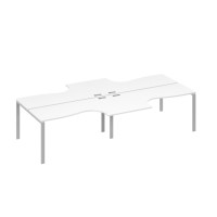 Рабочая станция со столами Классика на опорах UNO (4х160) белый премиум / металлокаркас серый А4 С1 182-2 БП